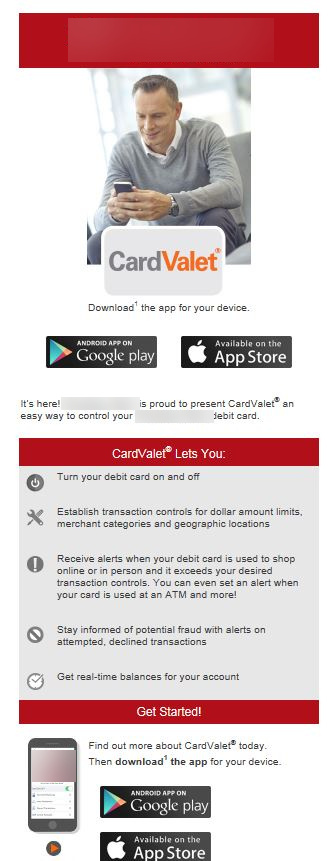 Card-control app launch email, client identity blurred