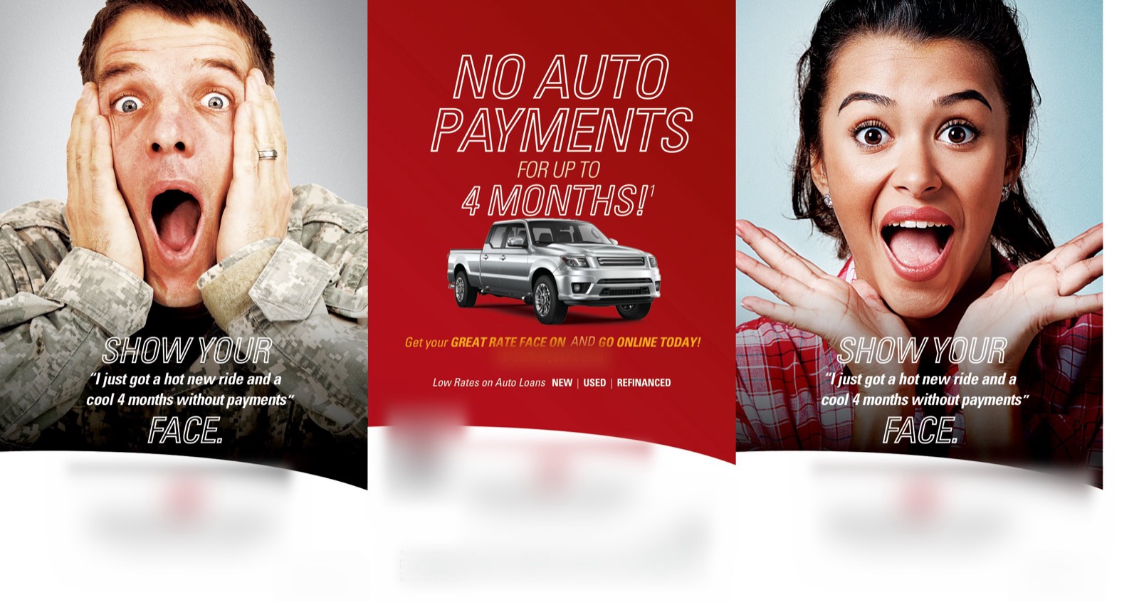Auto-loan table tent, client identity blurred