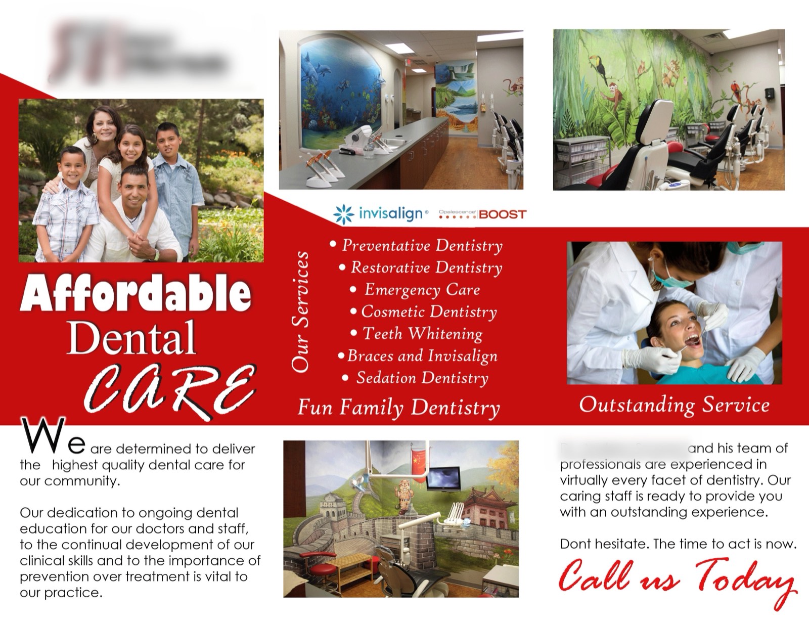 Practice tri-fold brochure, client identity blurred