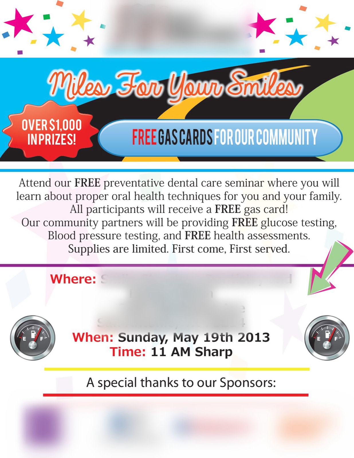 Community dental door flyer, client identity blurred